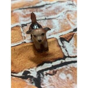 Vintage Tiny Puppy Dog Figurine Decor Collectible 1" Brown Walking Cute EUC